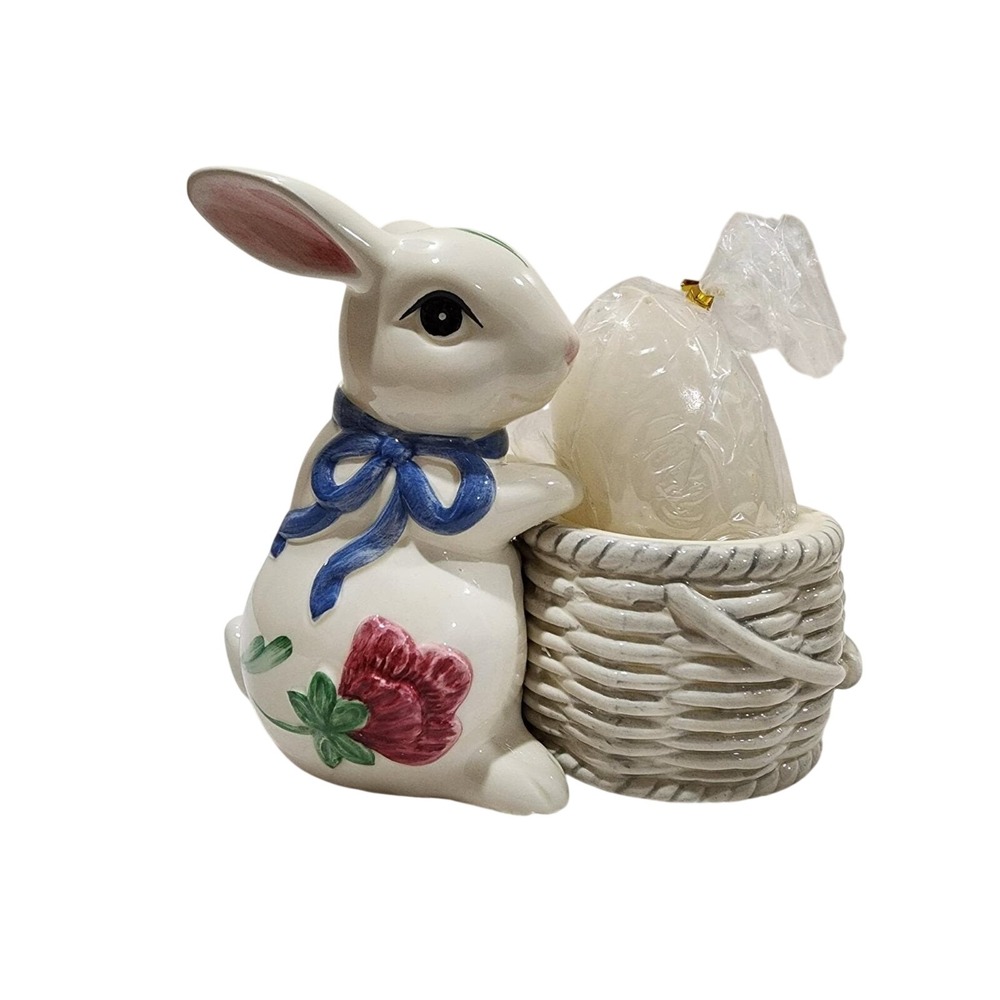 Lenox Poppies On Blue Bunny Votive Candle Holder Barnyard Collection NIB